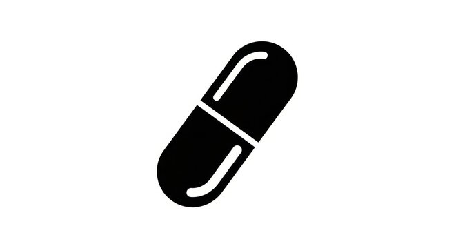 Black capsule pill icon simple.