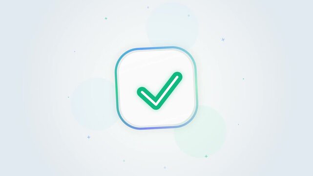 Checkbox Confirmation Icon with Checkmark, Flat Vector UI Element