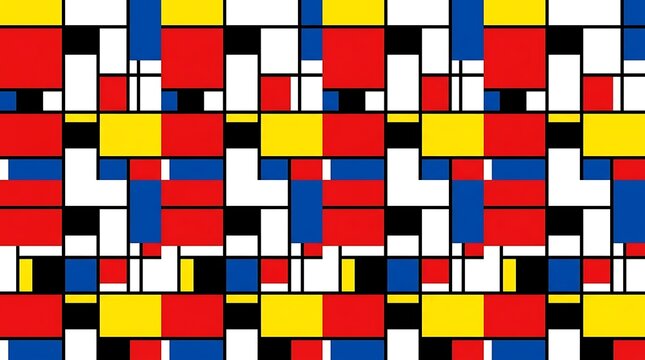 Abstract geometric pattern with primary color blocks and black lines