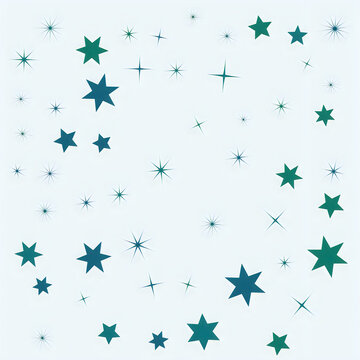 Colorful starburst shapes scattered on white space isolated on white background, illustration