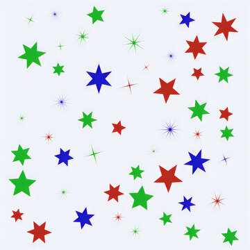 Colorful geometric stars cluster illustration isolated on white background, illustration