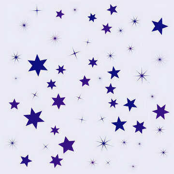 Scattered blue stars on light gray background isolated on white background, illustration
