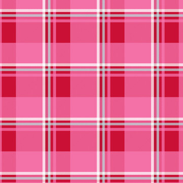 Pink and red plaid pattern with white lines seamless textile background with graphic design concept