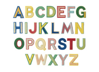 Colorful vintage alphabet letters collection with a retro texture and classic typography style © Riazuddin