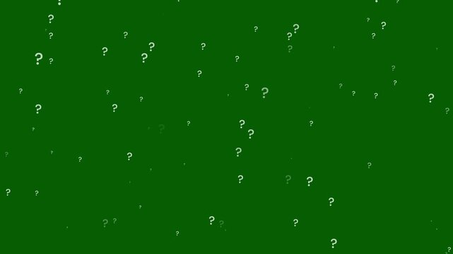 White Question Mark Symbols Floating on Green Screen Background | FAQ Confusion Concept Motion Graphics Loop 4K