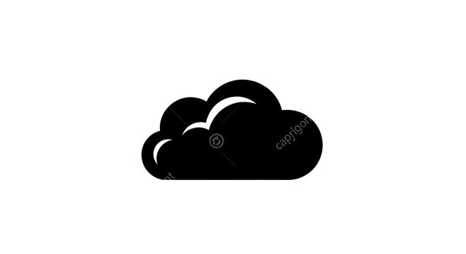 Black Cloud Icon Isolated on White.