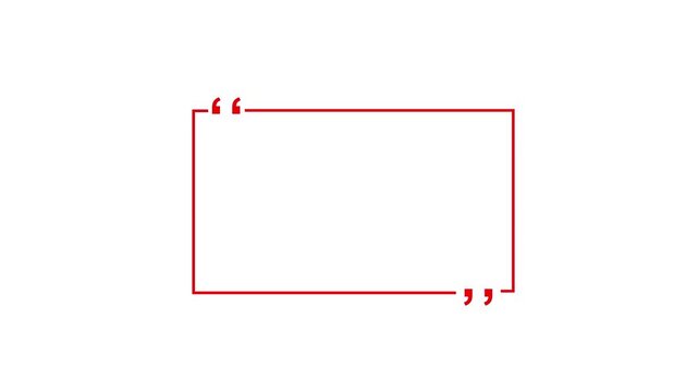 Square quote box animation. Rectangular quote frame icon Motion Graphic animation.