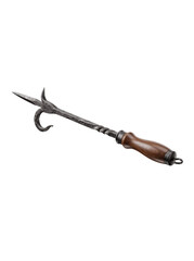 Obraz premium Antique forged wrought iron fire poker tool with wooden handle