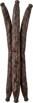 Top view of Whole vanilla bean pods bundle, isolated on transparent background png ingredient