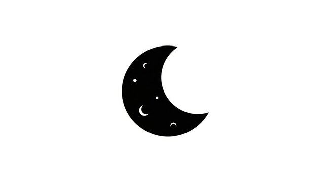Black crescent moon with craters symbol.