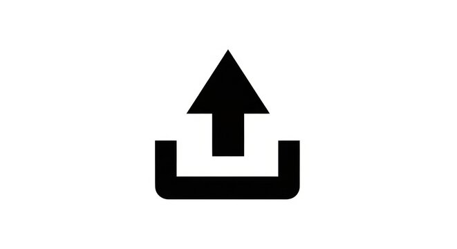 Black upload icon with arrow.