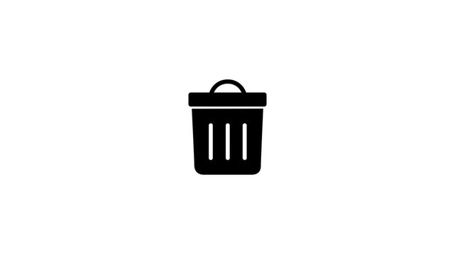 Digital file deletion animation: folders moving into trash can for data cleanup and management delete