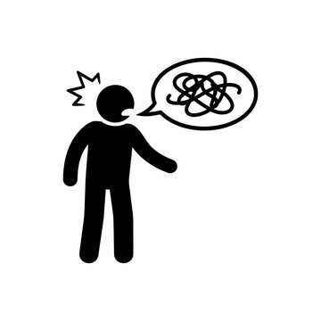 Man with confused speech word finding difficulty icon