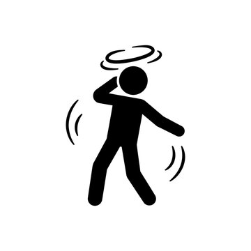 Man walking dizzy with vertigo stroke symptom icon