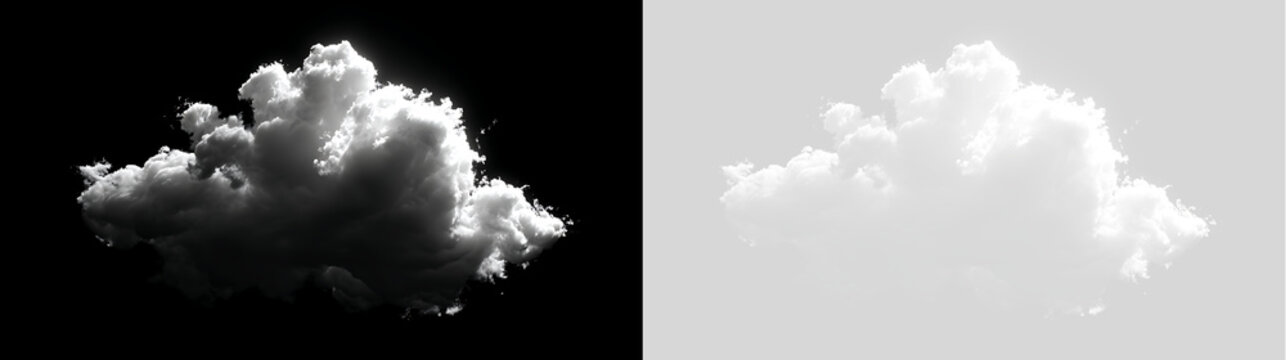 Isolated white cloud element on transparent background. Fluffy cumulus cloud overlay for design composition