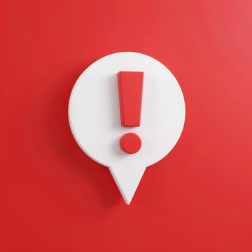 3D white speech bubble with red exclamation mark icon on red background exclamation attention information