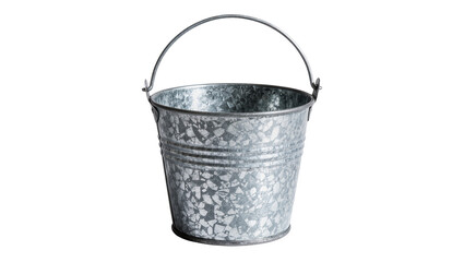 Galvanized metal bucket with wire handle, isolated on transparent background © Maria