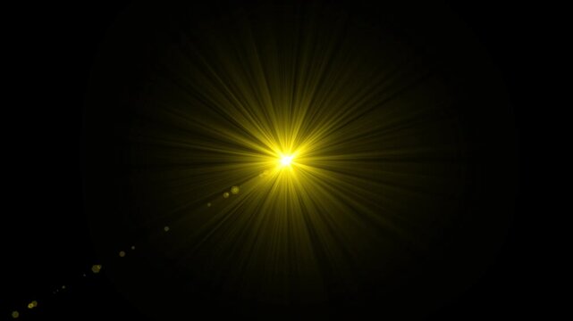 Bright optical flare sun animation with glowing solar ray effect and dynamic lens burst overlay.