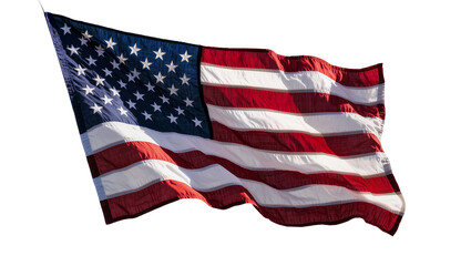 Obraz premium Waving American flag with stars and stripes, isolated on transparent background