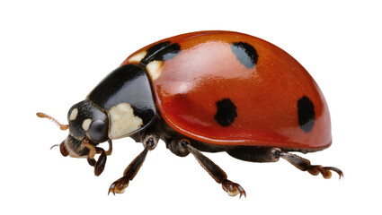 Red ladybug with black spots, isolated on transparent background © Veaceslav