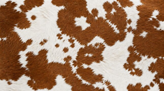Close up of brown and white cow hide fur texture background.
