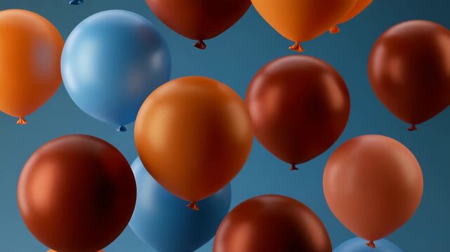Colorful floating balloons celebration background with deep blue and copper balloons for party banner and wallpaper design