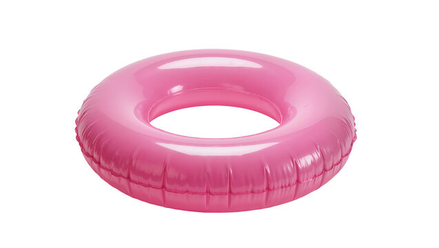 Shiny pink inflatable swimming ring, isolated on transparent background