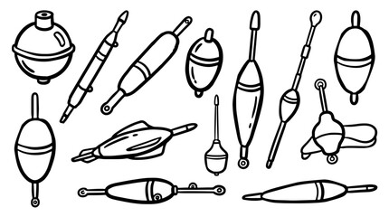 Set of hand drawn fishing bobber vector icons © DzikriAdi