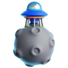 UFO Landing On Moon 3D Illustration © Aga Arsari