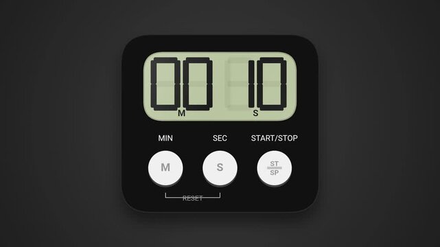 Digital Kitchen Timer Counting Up on 3D Animation