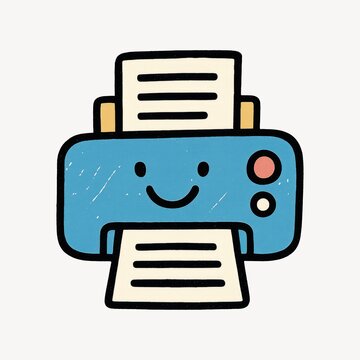 Smiling printer cartoon illustration.
