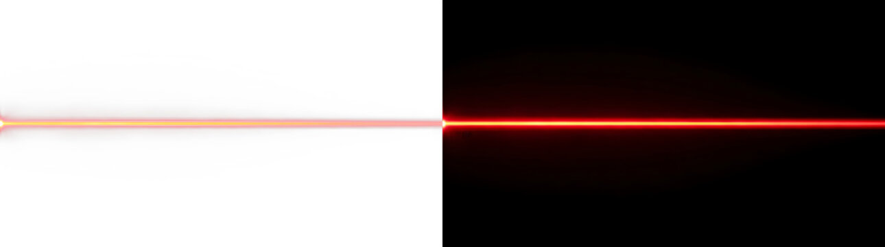 Red laser light beam horizontal line effect PNG overlay element transparent background