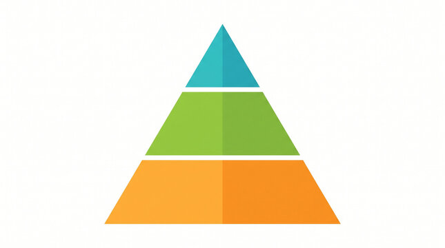 Minimal three-level pyramid infographic template for business strategy, hierarchy, process visualization, education, marketing, and presentation design.