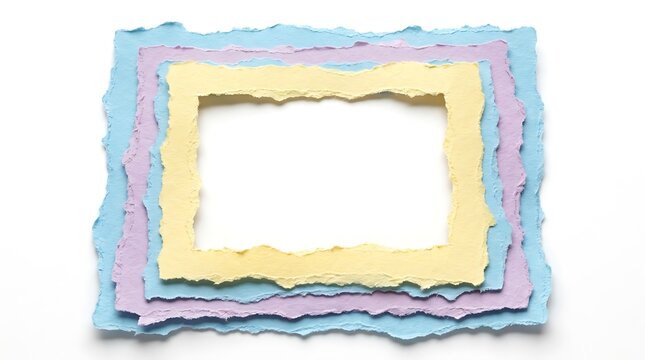 Layered Pastel Torn Paper Frame with Deckled Edges