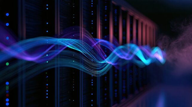 Flowing digital energy streams through illuminated server racks