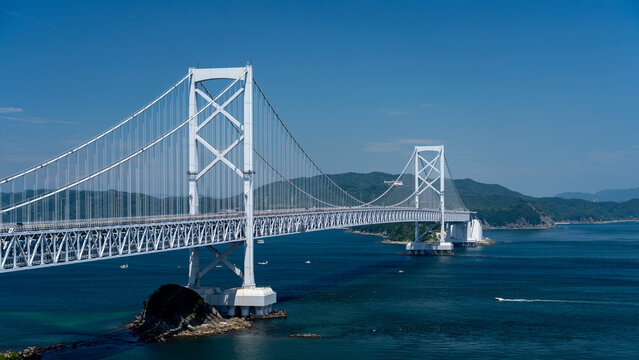 The impressive Onaruto suspension bridge spanning across the Naruto Strait in Japan.