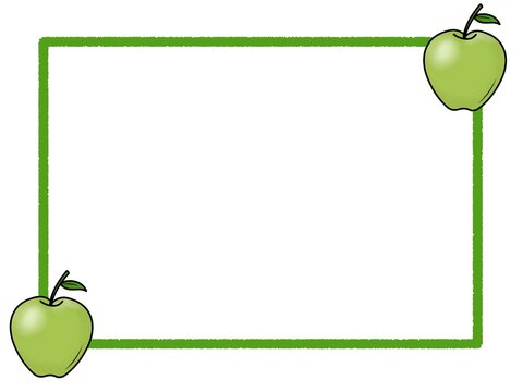 Simple Green Frame with Apples in Corners