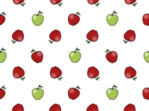 Seamless Red and Green Apple Fruit Pattern