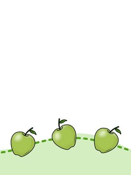 Three Green Apples Bottom Page Border Clipart