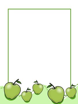 Green Apples Bottom Border Frame Template