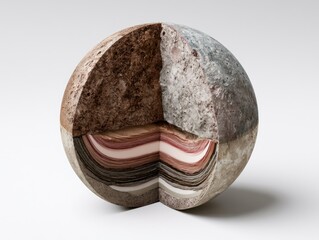 Obraz premium A compact infographic style illustration displays a dwarf planet cut away to reveal detailed core layers.