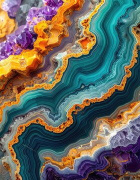 A close-up view of a colorful agate geode slice.