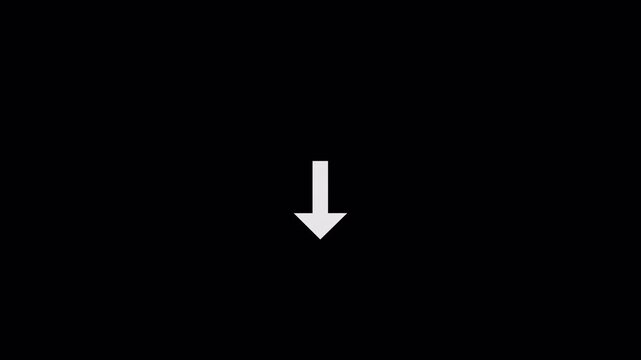 Animated White Arrow Pointing Down On Black Background 4K
