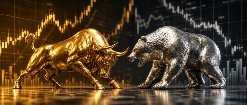 Financial. Bull. Bear. Market Analysis. Investment Strategy.