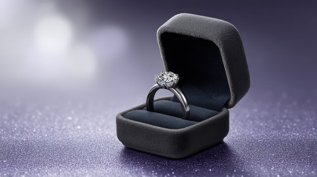Elegant Diamond Engagement Ring in a Luxurious Velvet Box
