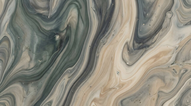 Olive Green and Tan Liquid Swirl Texture Background