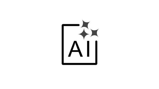 Clean AI design icon animation isolated on white and black background. Ideal for representing digital creativity, graphic design tools animation.
