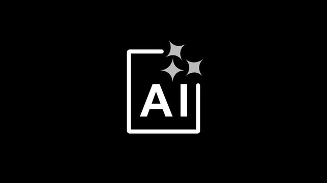 Clean AI design icon animation isolated on white and black background. Ideal for representing digital creativity, graphic design tools animation.