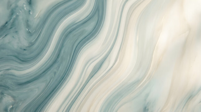 Teal Blue and Ivory Swirling Marble Liquid Texture Background