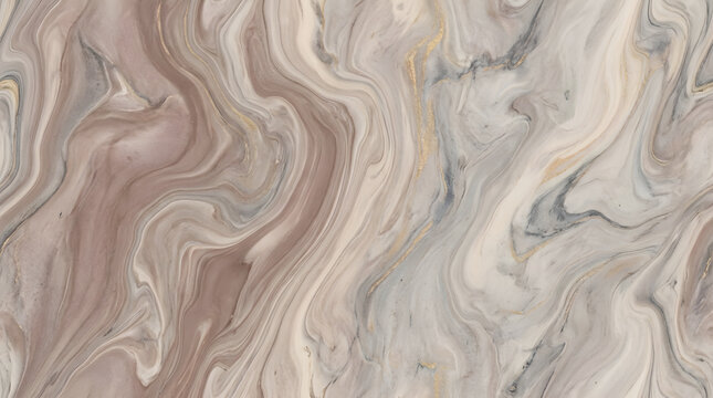 Soft Earthy Taupe and Cream Swirling Marble Texture with Gold Veins